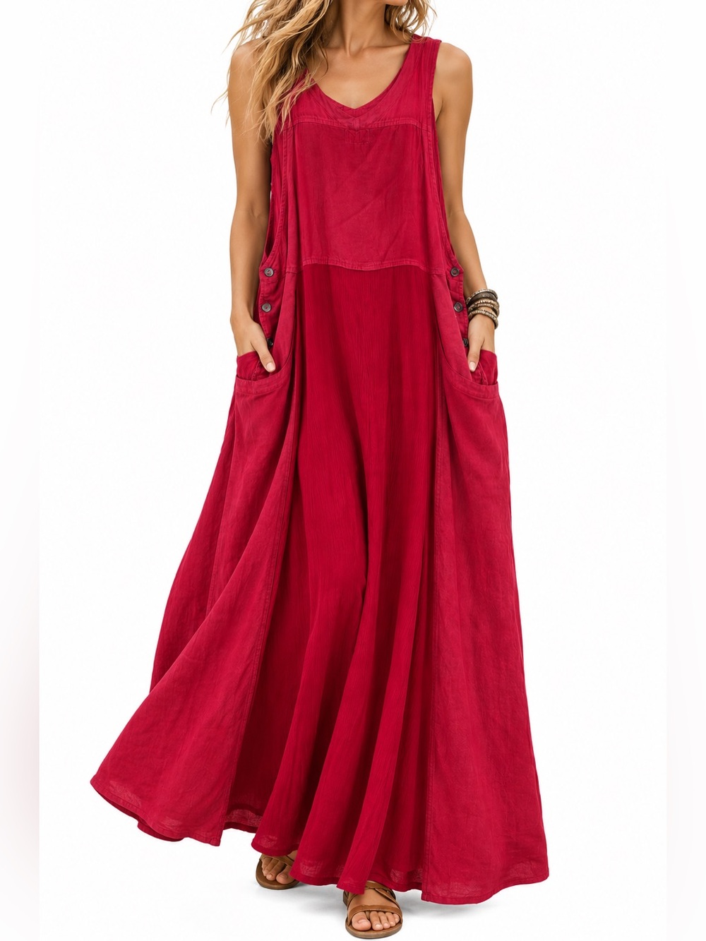Art to Wear Raspberry Lagenlook Jumper Maxi Dress Pockets Small